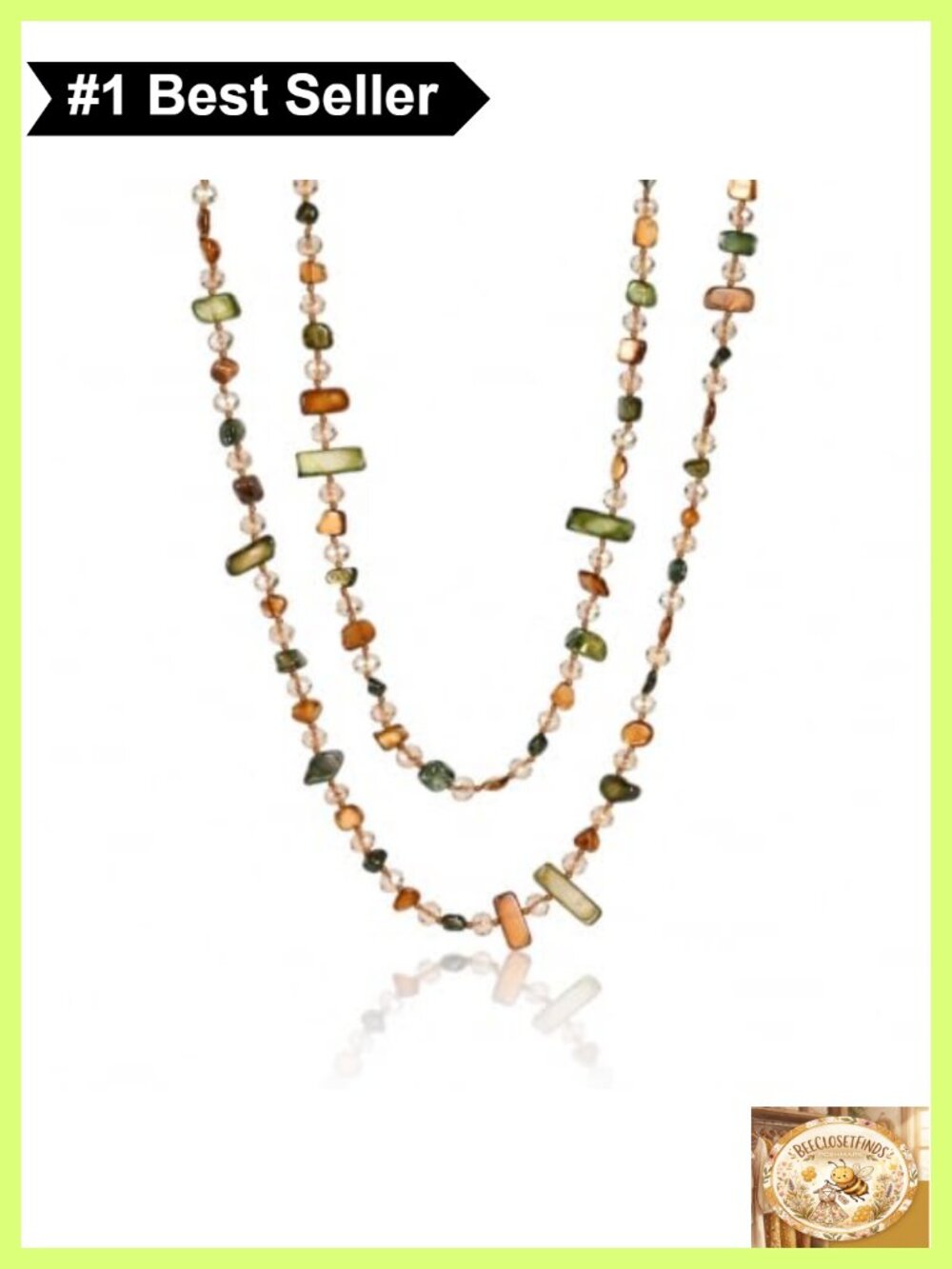 Boho Long Beaded Gemstone Necklace Layered Strand Women